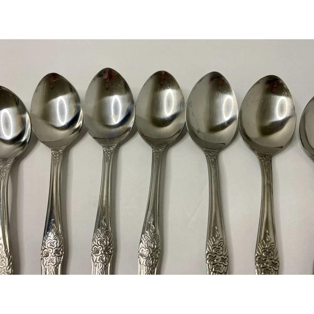 Rogers Co Stainless Steel Flatware China Love Joy Soup Spoons Set Of 8